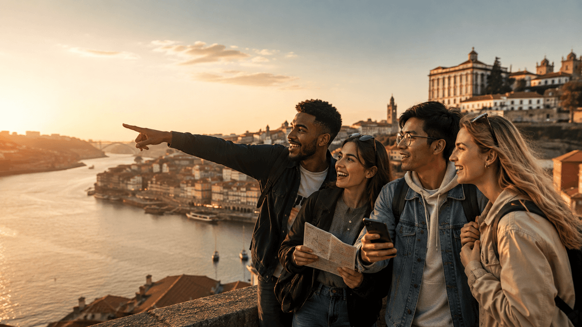 Friends team building in Porto