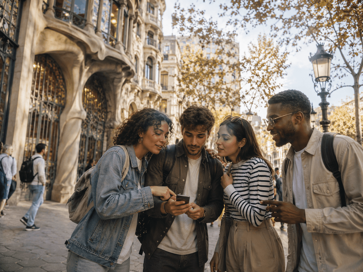 Traveler exploring Barcelona streets with a self-guided city tour